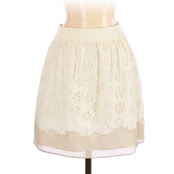 Club Monaco A-Line Floral Lace Ivory Skirt sz 0 - Picture 1 of 6